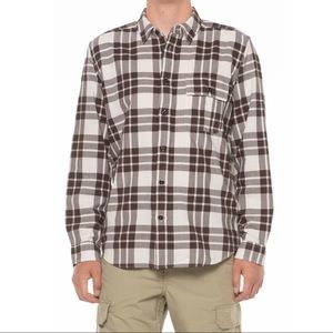 New $98 Filson Rustic Oxford Brown Plaid Shirt